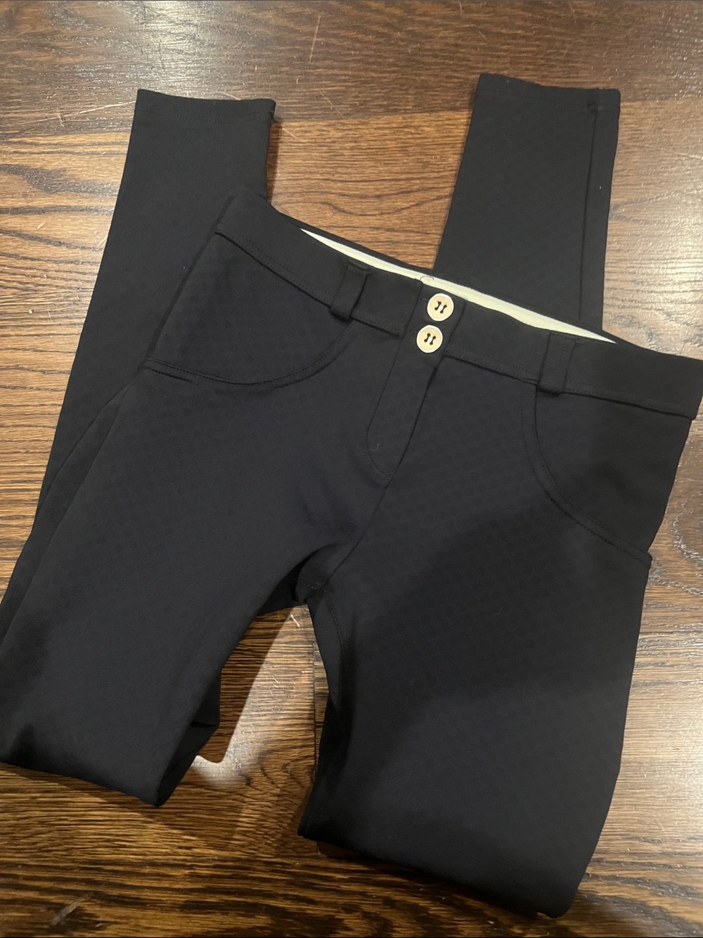 Freddy Kids Black Ponte Leggings with Contrast Buttons